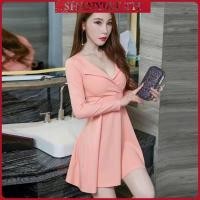 ราคา เดรสปาดไหล่ เดรสเกาะอก เดรสเซ็กซี่ สาวอวบชุดเดรสเซ็กซี่คอวีต่ำสำหรับฤดูใบไม้ผลิและฤดูใบไม้ร่วงชุดเดรสสั้นทรงเอสำหรับผู้หญิงทรงเอเก็บเอว (44123825410)