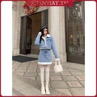 ราคา ขนแกะ 2025 แจ็คเก็ตสไตล์เย็นทอดถนนสูทชุดฤใบไม้ร่วงฤหนาวกระโปรงผ้ายีนส์หวานระดับไฮเอนด์หญิง 4สัปดาห์ (28042514192)