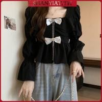 ราคา เสื้อเชิ้ตแขนพอง คอสี่เหลี่ยม ประดับโบว์ แฟชั่นฤดูใบไม้ร่วง สําหรับผู้หญิง (44169695231)