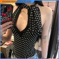 ราคา Shanmieleng Retro French Chic Polka Dot Halter Camisole ฤดูร ้ อนสไตล ์ ใหม ่ Pure Desire หวานเผ ็ ด V คอออกแบบผู ้ หญิง (42653868096)