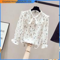 ราคา เสื้อชีฟองลายดอก 2023 เสื้อใหม่ผู้หญิงสไตล์เกาหลีแฟชั่นระบายอากาศแขนยาวด้านบน SF4787 (24737636886)