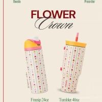 ราคา แก้วเก็บความร้อนสูง Owala Freesip Corolla ขนาด 24oz 32oz 40oz พร้อมระบบฝาคู่และสายสะพาย ดีไซน์ดอกไม้ เก็บความเย็นได้ 30 ชั่วโมง ซีวี (44003060315)