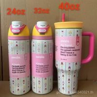 ราคา แก้วน้ำเย็นแบบพกพาสำหรับการเดินทาง OWALA แก้วน้ำสองชั้นพร้อมฝากระโดด สแตนเลส 304 แก้วเก็บความเย็น แก้วน้ำในรถ แก้วสูญญากาศความจุใหญ่ 24oz 32oz 40oz ดอกไม้สีชมพู F8T1 (43703060269)