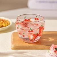 ราคา Breeze Cup 500ml Sweet cherry glass cup high clear borosilicate glass cup coffee cup juice cup milk cup yogurt cup CX7Z (43458561077)
