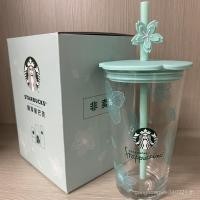 ราคา Breeze Cup Starbucks Cup Matcha Green Sakura Limited Transparent Glass Double Drinking Mouth Coffee Drinking Cup 450ml VHDB (42713130184)