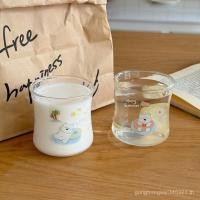 ราคา Breeze Cup Summer glass water cup size 240 ml Cute puppy coffee cup Matcha glass cup Microwaveable milk cup fruit juice cup E3DU (42666719050)