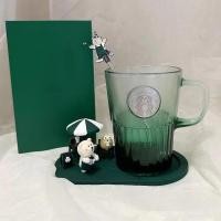 ราคา Breeze Cup Breeze Cup Starbucks Cup Green Bronze Gradient Glass Mug Set 400ml Beauty Coffee Cup Silicone Coaster Stirring Rod Modern Iced Bubble Tea Glassware Gift Idea J7UK (42619323016)
