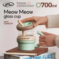 ราคา Breeze Cup Lane Mouen Meow Meow Glass Cup cute dopamine tones Glass water cup with borosilicate glass straw 700ml OVMC (41812552184)