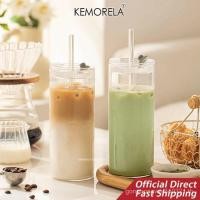 ราคา Breeze Cup 1 2 piece 18 ounces Glass Cup with Lid and Straw Clear Reusable Tumbler for Iced Coffee Smoothies Juice Leakproof Rubber Tumbler Durable Tumbler for Cold Drinks (41362818841)
