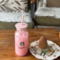 ราคา แก้วบีร์ซ แก้วสตาร์บัคส์ สไตล์ INS น่ารัก สร้างสรรค์ ดอกซากุระสีชมพูสด แก้วกาแฟ แก้วนม แก้วน้ำ 500 มล RRR9 (40454632958)