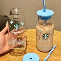ราคา Breeze Cup Breeze Cup Starbucks Blue Ocean Cup Water Bottle 500ml Straw Cup Mug with Lid Heat Resistant Coffee Cup for Travel Cute Portable Drinkware for Cold Drinks Gift OXNK (42720381401)
