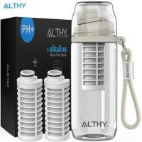 ราคา ALTHY Alkaline Water Filter Bottle Pitcher Up to pH 9 5 Added Minerals Electrolytes Composite Alkalize Filtration System 500ml BPA Free Tritan WV7B (42113566733)