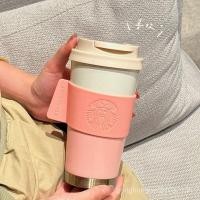 ราคา Breeze Cup Starbucks Gentle Jiangnan Cup Pink Cherry Blossom Leather Case Coffee Cup Elegant Fresh Ins Style Stainless Steel Insulation Cup Office Desktop Decoration Cup Gift 500m (29991009337)
