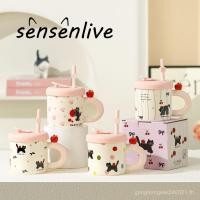 ราคา Breeze Cup Water glass cute ceramic glass exchange gift coffee cup with lid cute glass cwan cute children s glass Cup available cat glass Valentine s gift JI6X (26990073373)