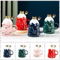 ราคา Breeze Cup Ceramic Christmas Tree Cup with Lid and Spoon Christmas Tree Shape Christmas Coffee Cup Xmas Water Cup Red Pink Blue Green 500ml New Year Ceramic UUDT (43623067562)