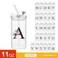 ราคา Breeze Cup 1 piece 24 letter glass cups with lids and straws cold coffee glasses glass glasses clear square drinking glasses 11 ounces suitable for coffee beer smoothies co (40162818580)