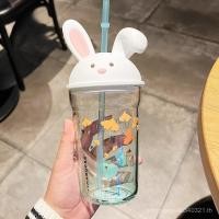 ราคา Breeze Cup Starbucks Tumbler Starbucks coffee mug with cute rabbit pattern with straw 480 ml O9K8 (43613178668)