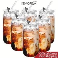 ราคา Breeze Cup 2 4 6 Piece Glass Cups with Lids and Straw Set Drinking Glasses Iced Coffee Cups with Lids and Straw Lids 16 Oz Glass Drinking Cups with Straw and Lid QVRC (40662818417)
