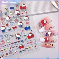 ราคา สติ๊กเกอร์ติดเล็บลายแมวคิตตี้ คิตตี้น่ารัก สไตล์หวานๆ โบว์หลากสี 5D ลายนูน อุปกรณ์ตกแต่งเล็บ สำหรับร้านทำเล็บ NAILFUNN (40576144512)