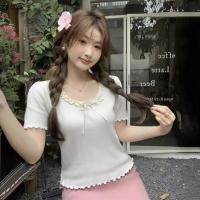 ราคา เสื้อยืดถักโบว์กันหนาว สไตล์เกาหลี หวานเผ็ด (54000255967)