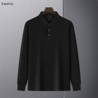 ราคา KAN เสื้อยืดแขนยาวปกลําลองหลวมสําหรับผู้ชายสีทึบสีดําและสีขาว Mourning Top FXH (56050483173)