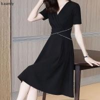 ราคา KAN ดรส์ไมดี้แขนสั้นแบบโคเว สำหรับงานไว้อาลัย สไตล์ทำงานทันสมัยสีดำ (49150498495)