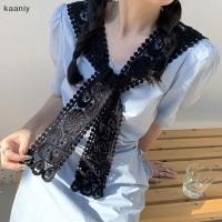 ราคา KAN ครึ่งเสื้อลูกไม้Crochet Hollow Out สไตล์วินเทจพาเลซ สำหรับผู้หญิง กับดีไซน์โบว์ tie (28993287897)