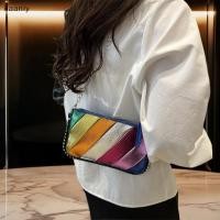 ราคา KAN กระเป๋าสะพายลายทางสีรุ้งกระเป๋าถือผู้หญิงแฟชั่นน้ําหนักเบากระเป๋าสะพายข้างกระเป๋าโทรศัพท์พร้อมสายโซ่ FXH (40325841401)