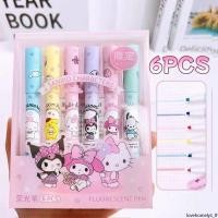 ราคา 6 ชิ้น เซ็ต Sanrio Hello Kitty Highlighter มัลติฟังก์ชั่น DIY ปากกาสีสันสดใสชุดปากกามาร์กเกอร์นักเรียนอุปกรณ์การเรียน (42357602708)