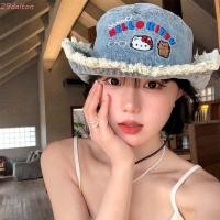 ราคา DALTON Kitty Denim หมวกชาวประมง Retro Sun Protection Letter เย็บปักถักร้อยอ่างล้างหน้าหมวก Cowgirls น้ําหนักเบากว้าง ปีกโพลีเอสเตอร์ Shabby Blue Bucket หมวกกีฬา (52450478943)