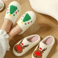 ราคา DALTON รองเท้าแตะคริสต์มาส น่ารักน่ารักรองเท้าแตะบ้าน สบายนุ่มสบาย WARM Plush สไลด์ผู้หญิง (49801031782)