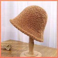 ราคา หมวกบักเก็ตขนแกะสีบริสุทธิ์สไตล์เกาหลีฤดูใบไม้ร่วงและฤดูหนาวหมวกบักเก็ตผู้หญิง (23381072845)