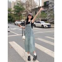 ราคา พร้อมส่ง เอี๊ยมยีนส์ เอี้ยมกระโปรงยีนส์ ชุดเอี๊ยมผู้หญิง สไตล์เกาหลี เสื้อแขนยาวสีขาว (29785019723)