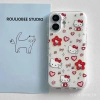 ราคา Little Red Flower Kitty Sauce สําหรับ iphone 14 15 12 11 16 13 13PRO 14PRO 15PROMAX 16PROMAX 8PLUS 16PLUS เคสโทรศัพท์อินเทรนด์ INS GZC7 (40163400068)