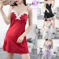 ราคา ชุดนอนสายเดี่ยว ชุดนอนเดรส ชุดนอนผ้าซาตินผ้าดีใส่สบาย N 181 (13687554813)