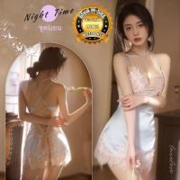 ราคา ชุดนอนซาติน ชุดนอนซาตินเซ็กซี่ ชุดนอนซาตินสายเดี่ยว ชุดนอนซาตินกระโปรง หน้าอกลูกไม้ N 448 ราคาส่ง (9471087676)