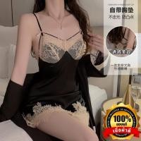 ราคา ชุดนอนซาติน ชุดนอนสายเดี่ยว ของแท้เกรดดี ผ้าซาตินสายเดี่ยวลายลูกไม้ N 243 (24355547139)