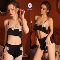 ราคา ชุดนอนผู้หญิง ชุดนอนเสื้อกางเกง แบบผ้าซาตินลูกไม้ปักอก N 410 ขายส่ง (10206936102)