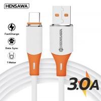 ราคา Hensawa US3096 สายชาร์จเร็ว 3A USB to Type C Micro ip 1m วัสดุ สายหนานุ่มพิเศษ สีขาว ยาว 1 เมตร Fast Charge Cable Sync (28156506003)