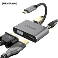 ราคา HENSAWA รุ่น VC318 Type C to VGA HDMI Adapter 4 in 1 USB Type C to 4K HDMI VGA USB 3 0 USB C PD 87W Charging (24836052988)