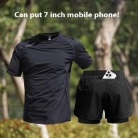ราคา Zerotogue Mens Running Set Summer Dry Fit เสื้อยืดแขนสั้นและกางเกงขาสั้นพร้อมกระเป๋าโทรศัพท์ (44251801654)