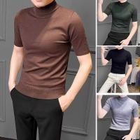 ราคา เสื้อแขนสั้นสไตล์เกาหลี คอเต่าครึ่ง วัสดุบางและถัก สีทึบ (44359005191)