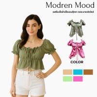 ราคา เสื้อแฟชั่นผู้หญิงแขนตุ๊กตา คอระบายเปิดไหล่ สไตล์เกาหลีแต่งลูกไม้หวานละมุน (44272155507)