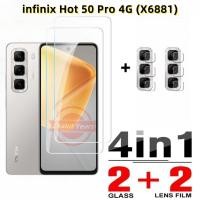 ราคา 4in1 ฟิล์มกระจกนิรภัยสําหรับ infinix Hot 50 Pro 4G Hot50Pro X6881 X6720 X6882 หน้าจอโปร่งใสด้านหน้าฟิล์มเลนส์ป้องกันนาโนป้องกันฟิล์ม (27464910425)