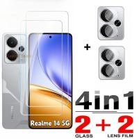 ราคา 4in1 กระจกนิรภัยสําหรับ Realme 14 5G Realme14 ป้องกันหน้าจอป้องกันรอยขีดข่วนเลนส์กล้องฟิล์มนุ่ม (26781311408)