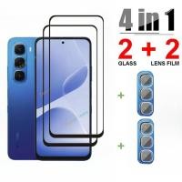 ราคา 4in1 ป้องกันหน้าจอสําหรับ Infinix Hot 60i 60 50 Pro 4G 5G Hot60i Hot60Pro กระจกนิรภัยด้านหน้าฟิล์มกล้องเลนส์ป้องกันฟิล์ม (24045942583)