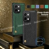 ราคา Vivo Y28 4G สําหรับ VivoY28 Y 28 Bussness Cross Grain หนังแม่เหล็กปกหลัง TPU กันชนนุ่ม Anti Drop (26401565251)