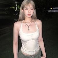 ราคา HSSL American Retro Letter พิมพ์ Camisole แฟชั่นเซ็กซี่แขนกุด Slim Crop Top MCL7717 (26153585976)