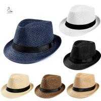 ราคา HSSL หมวก Unisex ผู้ชายผู้หญิง Fedora Trilby หมวกฟางปีกกว้างชายหาดซันสุภาพบุรุษ Adlut MCL7717 (28365017821)