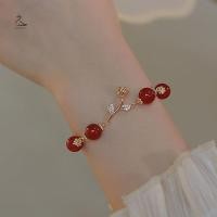 ราคา HSSL กุหลาบสีทองอาเกตสีแดงธรรมชาติลูกปัดกลมสร้อยข้อมือแบบปรับได้ผู้หญิงเครื่องประดับสไตล์อ่อนโยนของขวัญเครื่องประดับชั้นดี เอ็มซีแอล7717 (40774252690)